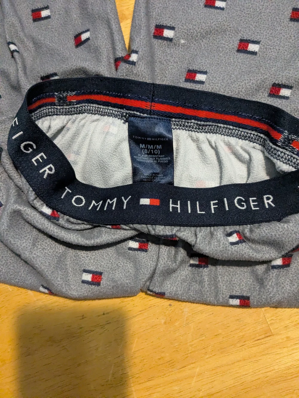 Tommy Hilfiger Gray Joggers with All-Over Flag Print